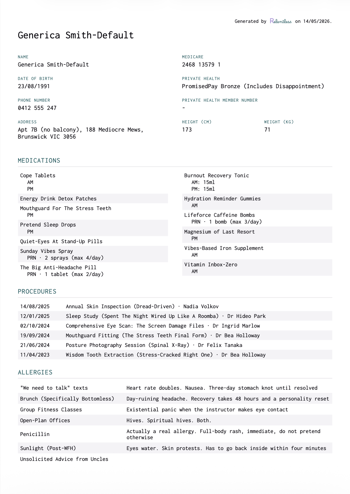 Example PDF export